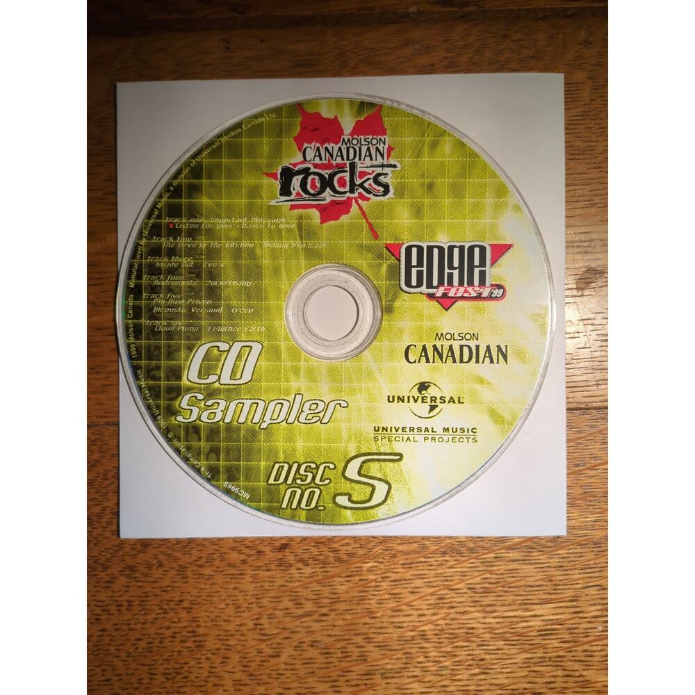 Molson Canadian Rocks - Edge Fest 99 - CD sampler Disc #5 Disc Only